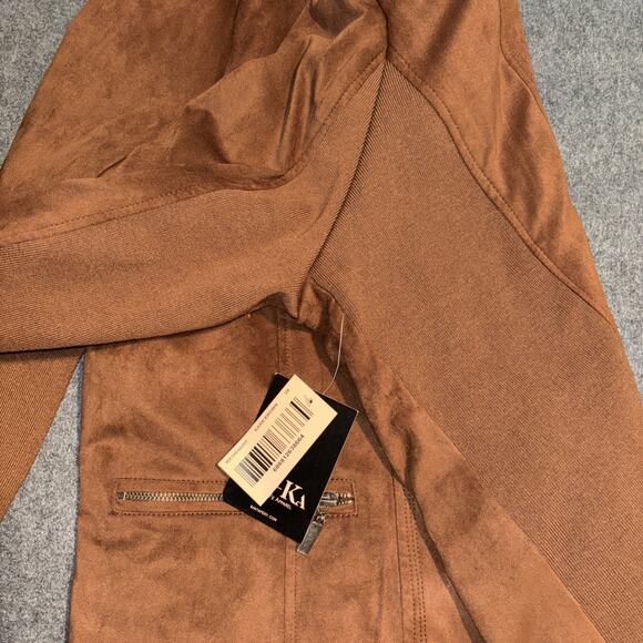Mo-Ka by Santa Fe Apparel Sz 2X Faux Suede Moto Jacket Zipper Hem Dark Brown NWT - Picture 11 of 11